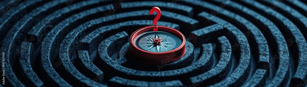 Aufkleber a striking image of a compass in the center of a maze, symbolizing direction and decision-making in 
