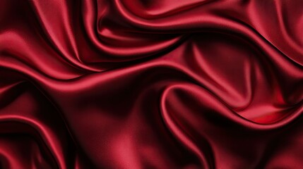 Obraz premium A flat lay of deep red satin fabric, with a smooth, flowing texture that exudes luxury and warmth.
