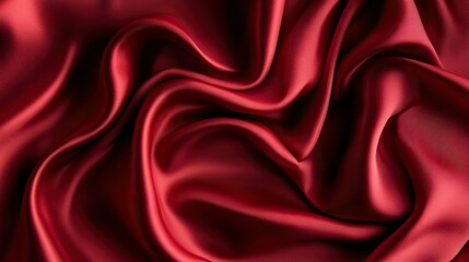 A flat lay of silky satin fabric in rich shades of red, creating a luxurious, flowing backdrop.