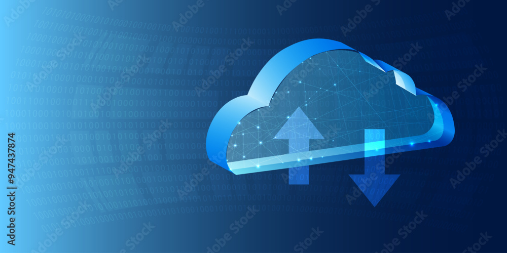 Poster cloud computing concept.abstract cloud connection technology background.