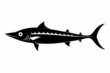 Wahoo fish silhouette black vector art illustration