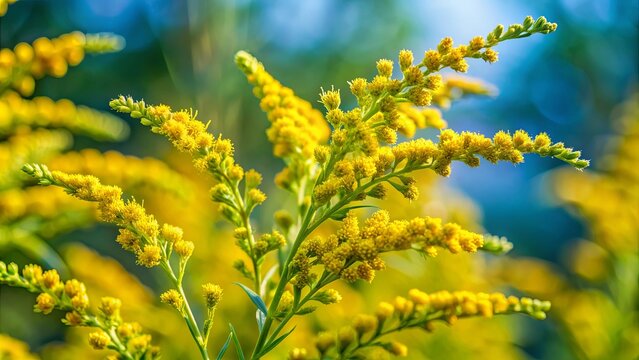 A close-up image of a ragweed plant in bloom, ragweed, plant, flower, allergy, pollen, invasive, green, leaves, nature