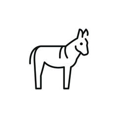 Donkey icon. A stylized representation of a donkey, often used to symbolize hard work, agriculture, and rural life. Suitable for use in educational materials, farming content. Vector illustration