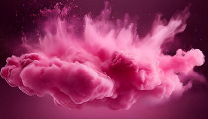 Fototapeta premium A vibrant cloud of pink smoke bursts forth, creating a dynamic and energetic image.