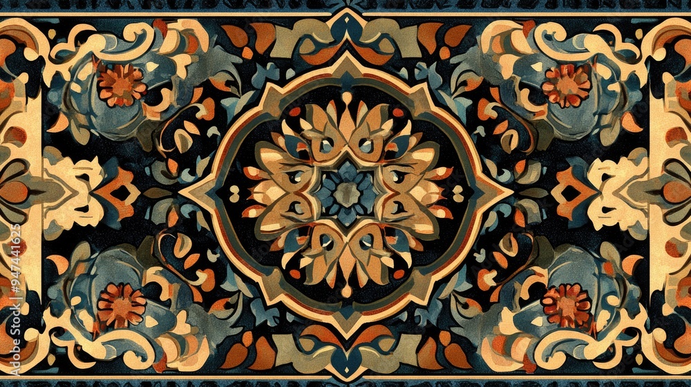 Aufkleber digital patterns for textile design featuring intricate ornaments motifs borders and geometric shape