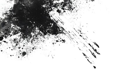 Abstract Grunge Texture on Monochrome Background with Splash of Dark Ink or Paint