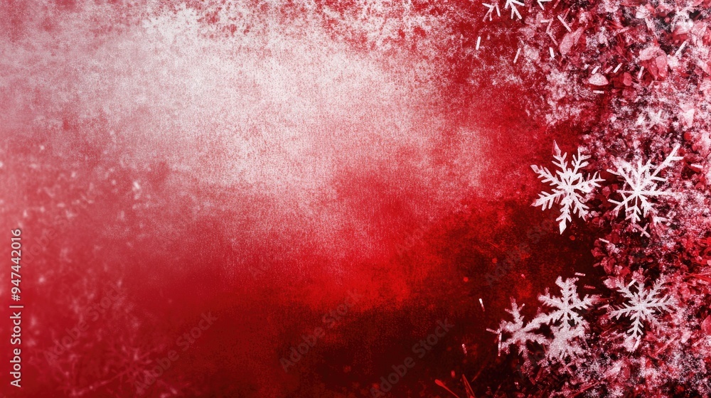 Poster abstract winter backdrop featuring snowflakes and a blank space within a red hue