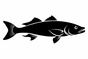 Walleye fish silhouette black vector art illustration 