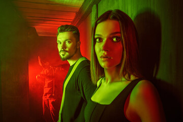 scared couple in horror