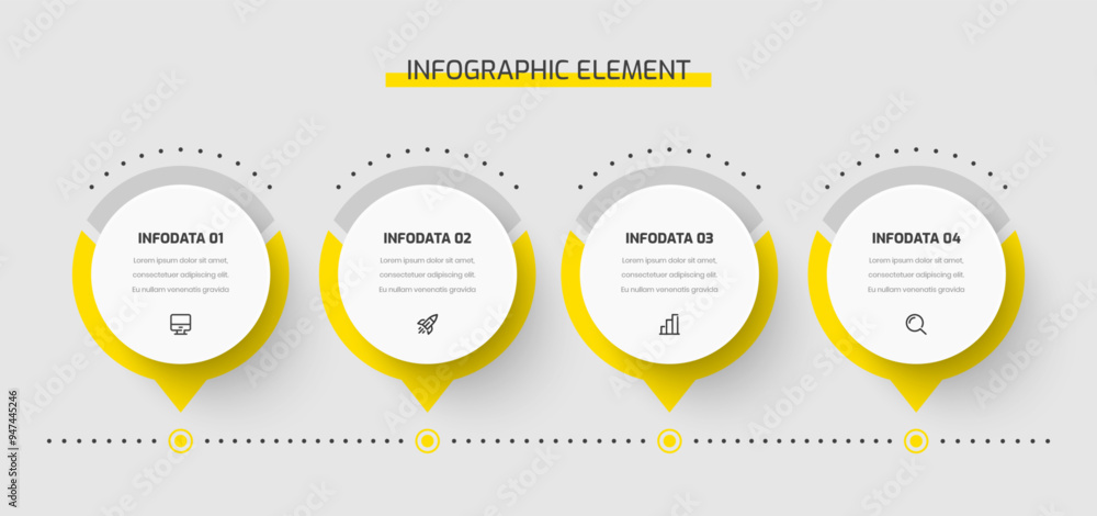 Poster timeline infographic template design with yellow color 4 options can be used for presentation