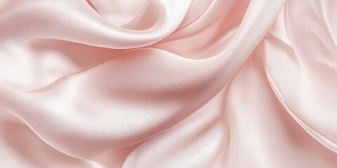 Obraz premium Closeup of rippled pink satin fabric texture background. Luxurious background design 