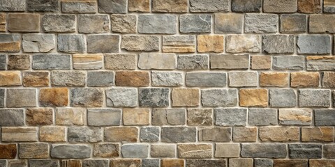 Obraz premium Grey and brown old stone wall with light grout, age, weathered, ancient, texture, background, architecture, vintage, historic