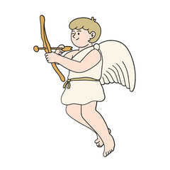 Obraz premium Cupid angel with bow and arrow