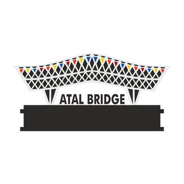 Atal bridge trophy 2d vector design illustration