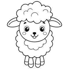 children's coloring book sheep with a black outline