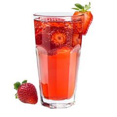 Glass with Strawberry Juice Illustration on Transparent Background - High-Quality PNG