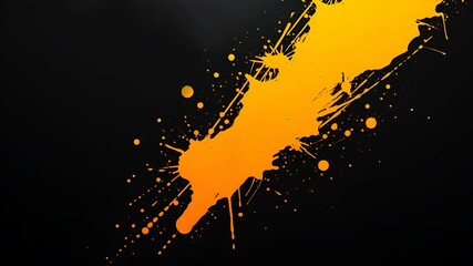 Orange paint splats on black grunge background	