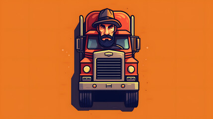 Fototapeta premium Truck Driver Illustration Logo