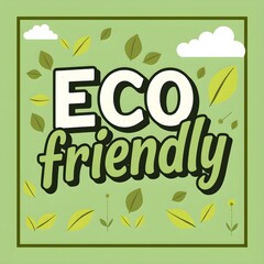 Retro card with message Eco-friendly. Vintage ecology poster. Nostalgic trendy text effect	