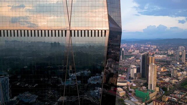 A stunning and captivating Cityscape Reflection is beautifully showcased during the Dusk hours. Merdeka 118 skyscraper, Kuala Lumpur, Malaysia