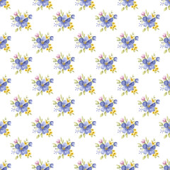 Seamless background, floral pattern with watercolor flowers. Repeat fabric wallpaper print texture. Perfectly for wrapped paper, backdrop.