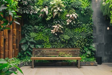 Obraz premium Green Wall Texture, Vertical Garden Background, Eco Bio Room Interior, Live Plans Pattern, Herbs, Creepers