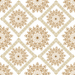 Classic Damask seamless pattern, Vintage design, element style, brown floral ornament, Luxury Ornamental lace tracery, wallpaper, Traditional background, Vector Illustration for Elegant Textile Design