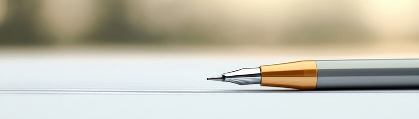 Close-up of a mechanical pencil resting on a blank sheet of paper. Ideal for educational and office concepts. Soft focus background.