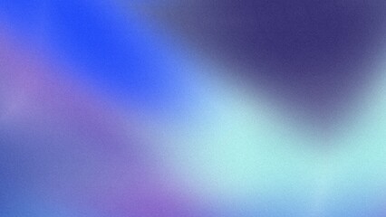 Abstract background Flat style. Freeform blue gradient color background with defocused blur grainy noise effects. Light and dark blue purple colors copy space text area 