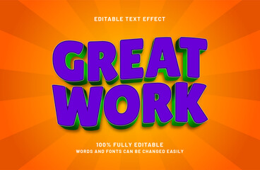 great work editable text effect in happy and smart text style