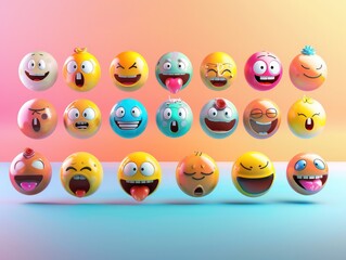 A diverse mix of 3D emojis, showcasing different emotions, placed against a simple gradient background with room for copy.