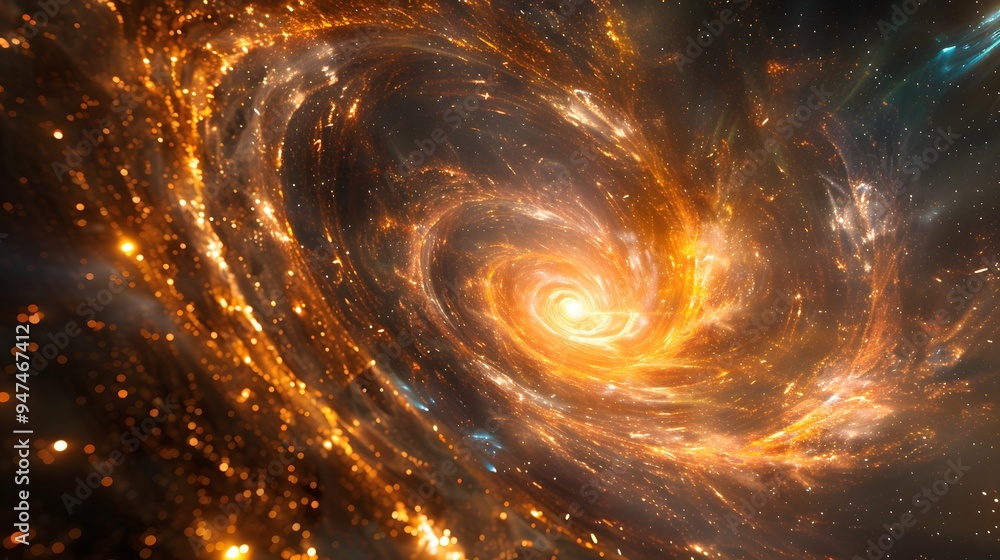 Poster golden spiral galaxy.