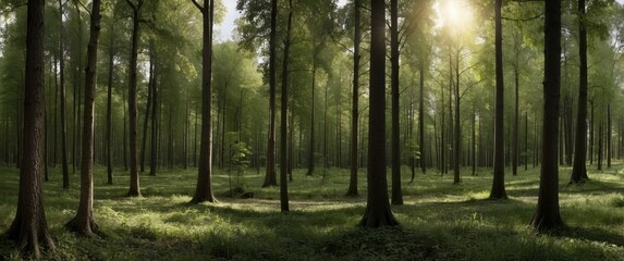 Sunlight Streaming Through Dense Forest Canopy