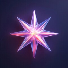 A holographic 3D star with translucent surfaces and radiant edges, holo, 3D star, radiant