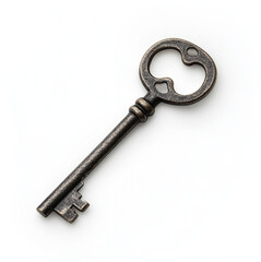  metal household key, isolated image, on plain white background