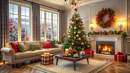 Living Room Christmas Background. Perfect for: Christmas, Home, Holiday Decor