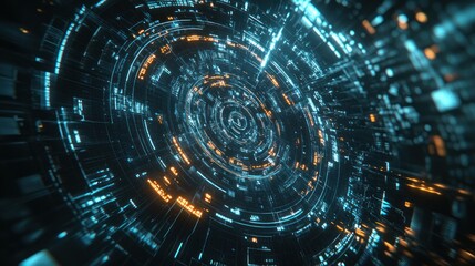 Obraz premium A computer generated image of a futuristic cityscape with glowing blue