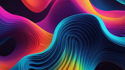 Obraz premium 3d neon abstract gradient wave background. abstract neon background concept. Ai generative 
