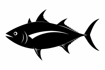 Yellowfin fish silhouette black vector art illustration