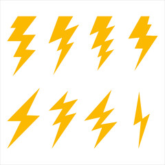 Thunderbolt set Vector Danger Signs Electrical Power Icons Zig Zag