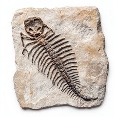 Close-up of a Well-Preserved Ptychopariida Fossil from the Cambrian Period on Textured Stone, Showcasing Detailed Fossilization Patterns, Perfect for Educational Displays and Geological Exhibits.