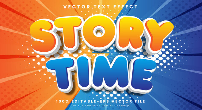 Story Time Comic Style 3d editable text effect Template