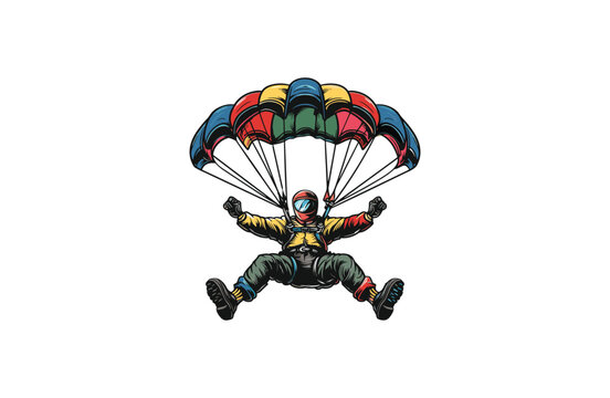 Paratroopers logo style icon design template flat vector