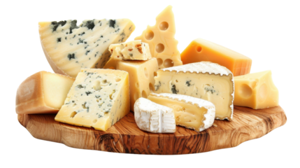 Various kinds of cheeses isolated on white background