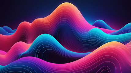 3d neon abstract gradient wave background. abstract neon background concept. Ai generative	