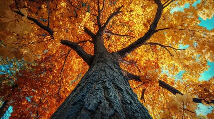 beautiful leaf color of big tree in autum season