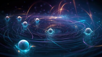 Fototapeta premium Quantum mechanics, scientific concept of modern physics. AI generated.