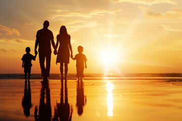 Fototapeta premium Family came on vacation at sea. Summer beach vacation concept. 