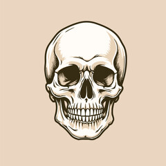 Fototapeta premium Witch's Skull with Pumpkin - Spooky Halloween Vector Graphic