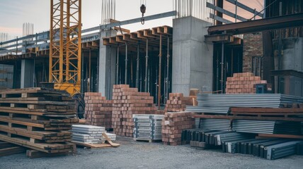 Naklejka premium construction. construction supplies against the background of a building construction 